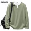 Men's Breathable Waffle Knit Henley Long Sleeve T-shirt