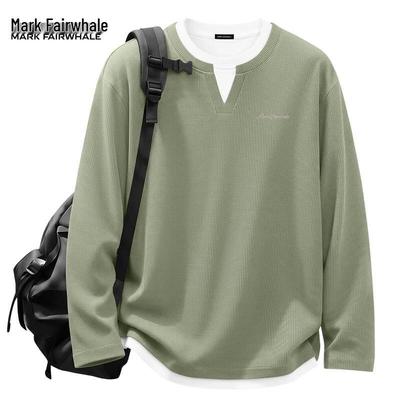 Men's Breathable Waffle Knit Henley Long Sleeve T-shirt