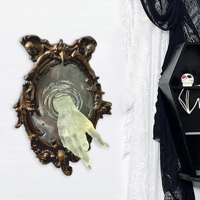 Ghost Hand Wall Sculpture Ghost In The Mirror Wall Plaque Gothic Spectral Hand Wall Decoration for Halloween Home Decor