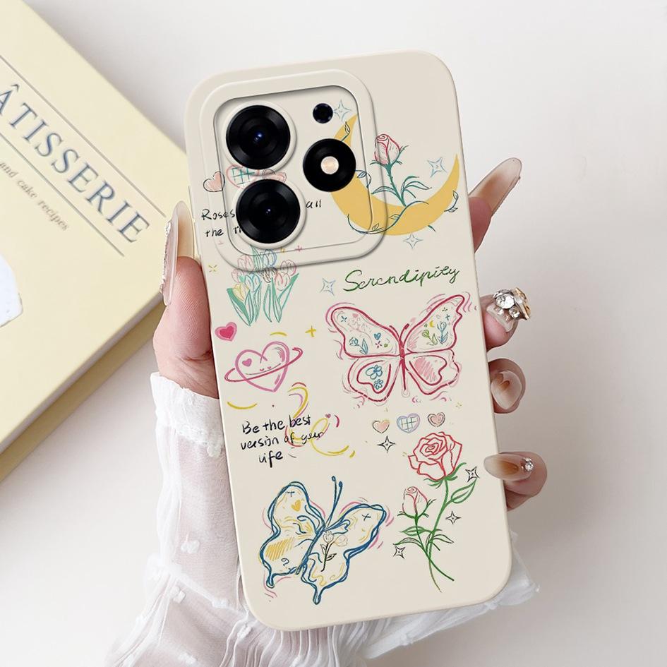 For Tecno Spark 10 Pro Case Cartoon Flower Liquid Silicone Shockproof Cover For Tecno Spark10 Pro Spark 10Pro 4G KI7 Phone Cases