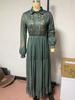 European and American Women's Clothing, Long-sleeved Printed Long Dress, Shirt Collar Dress, Long Dress.