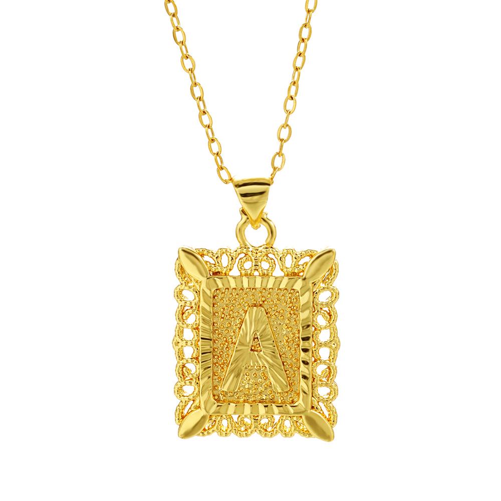 26-Letter Stainless Steel Necklace with Copper Pendant - European & American Fashion for Men