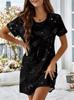 Fashion 3D Print Summer Dress Loose Casual Short Sleeve O-Neck Mini Dress