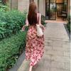 Gentle Island Style Dress Summer New Suspender Floral Pleats Design Sweet Temperament Long Skirt