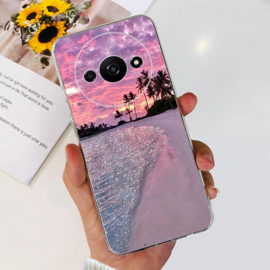 For Xiaomi Redmi A3 Case 2024 Popular Flower Soft Silicone Clear TPU Phone Cover For Xiomi Redmi A3 A 3 Bumper on RedmiA3 Fundas