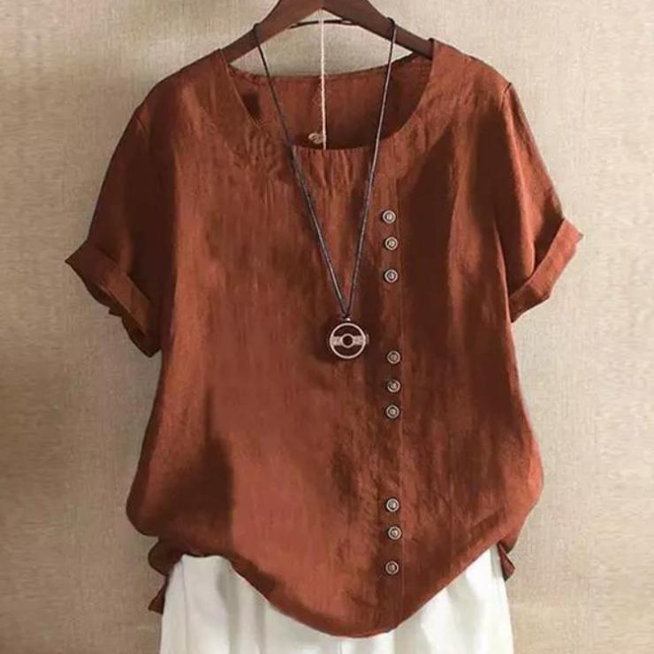 Elegantes Baumwoll-Knopfhemd für Damen - Unifarben, Perfekt für Frühling/Herbst EMA