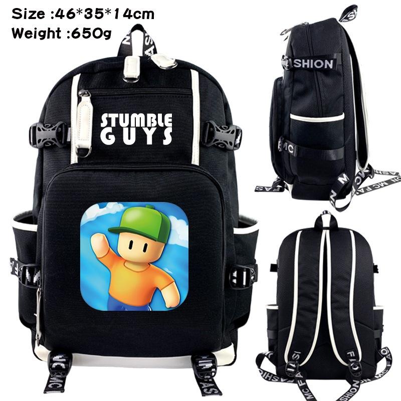 Jelly Bean Man Stumbleguys Backpack Burden Reduction Ridge Protection Student School Bag Printed Backpack