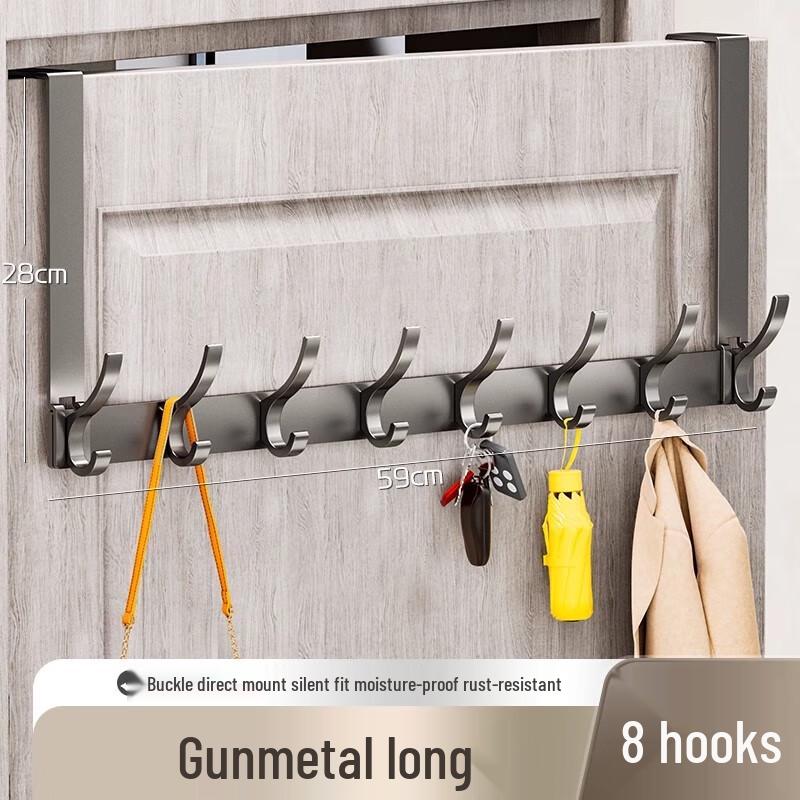 No-Drill Aluminum Over-the-Door Hook Rack