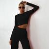 Women 2 Piece Lounge Set Long Sleeve Cropped Pullover Top Wide Leg Pants Set Fall Crewneck Tracksuit Casual Outfits