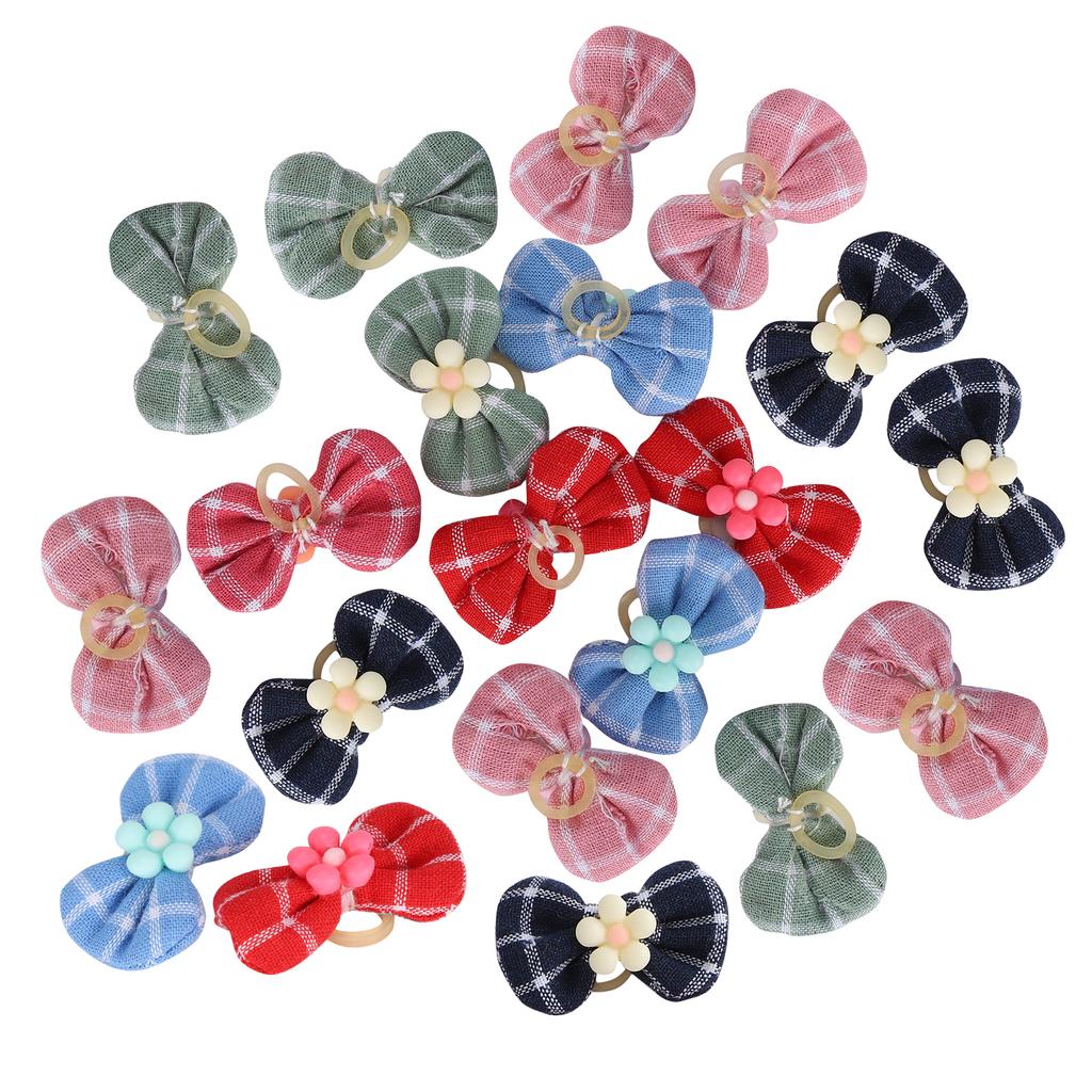 20PCS Polyester Pet Bowknot Elastic Cord Headwear Decoration Accessory for Cats Dogs
