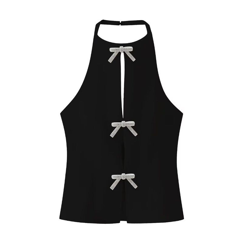 Fashion Wind Spring New Arrival Hanging Collar Tops Bows