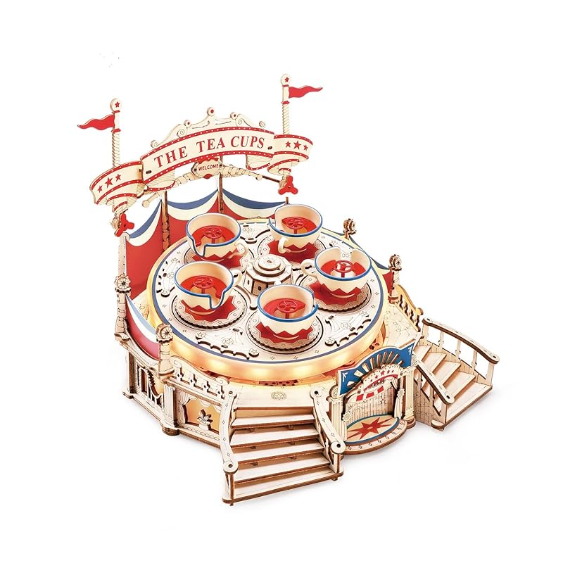 

Tsukurunsu® [Official Japanese sales/Japanese instruction manual included] Robotime 3D Wood puzzle amusement park series (tea cup)