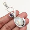 Silver Necklace Moonstone  Gifted Rainbow Jewelry Pendant Gemstone 18"