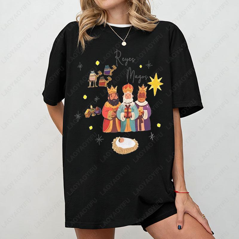 Reyes Magos Nativity Unisex Tee Wise Men Christmas TShirt Religious Holiday Shirt Three Kings Gift Top Nativity Scene Apparel