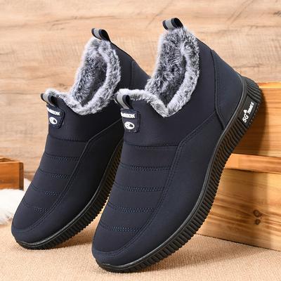 Stivali Invernali da Uomo Plus Velluto Caldi Stivali da Neve Uomo Scarpe Casual da Lavoro Scarpe di Cotone Alte alla Caviglia Antiscivolo