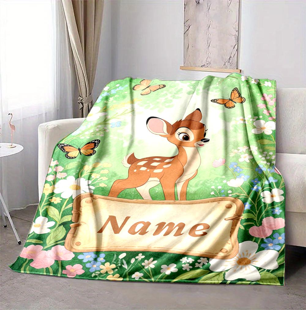 Custom Name Butterfly Garden Flannel Blanket Throw Blanket Soft Warm Sofa Bed Home Decor Unique Gift