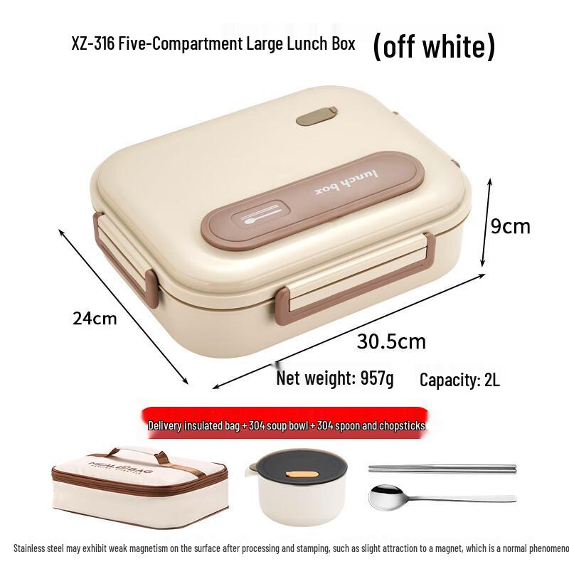 316 Stainless Steel Insulated 5-Compartment Lunch Box