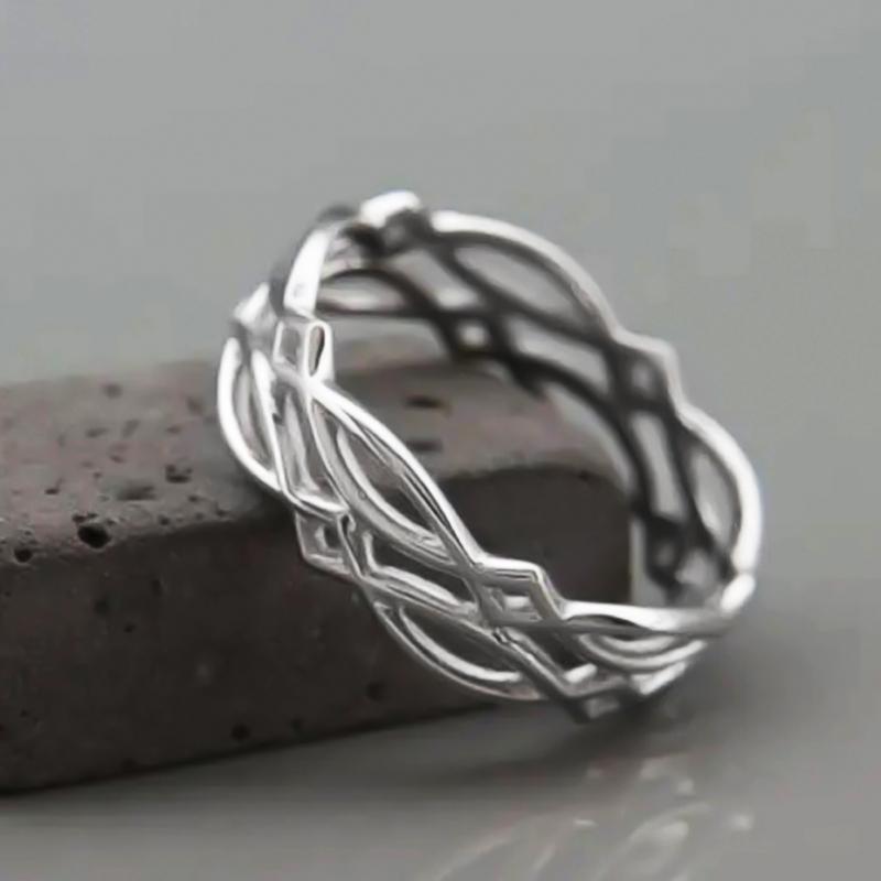 Huitan Hollow Band  Color Finger Ring for Women Daily Wear Statement Rings Modern Fashion Design Metal Accessories Jewelry