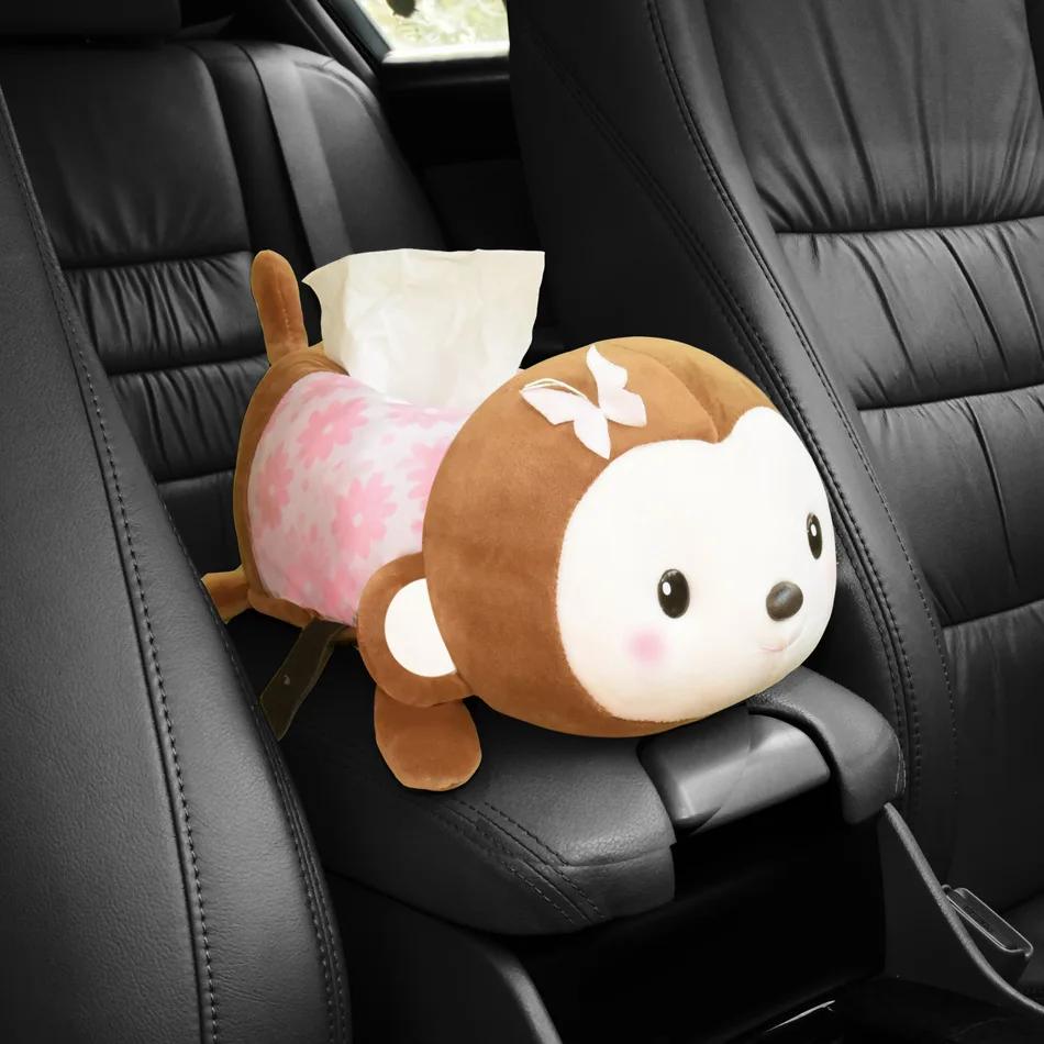 Car Armrest Box Cartoon Tissue Box Household Cute Animal Ornaments Drawer Box Car Decoration Accessories Tissue Boxes