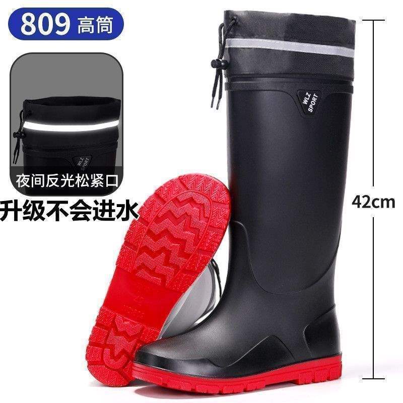 Rain Shoes Men's Closed New Waterproof Shoes Outdoor Water Boots Kitchen Non-slip Work Rubber Shoes Velvet Cotton Warm Rain Boots