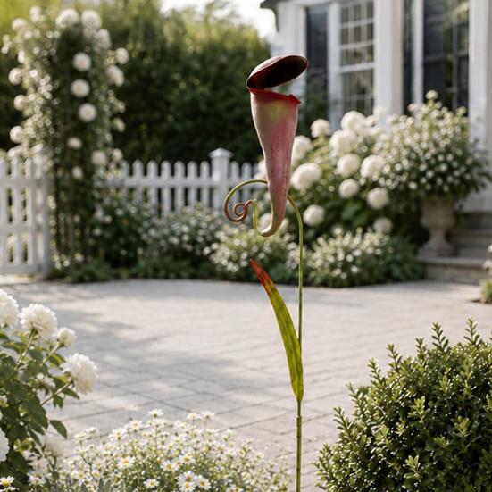 Yousheng Carnivorous Plant Garden Stake, Metal Pitcher Plant Sculpture, Insectivorous Plant Yard Art Stake, Outdoor Decoration for Lawn Patio Yard