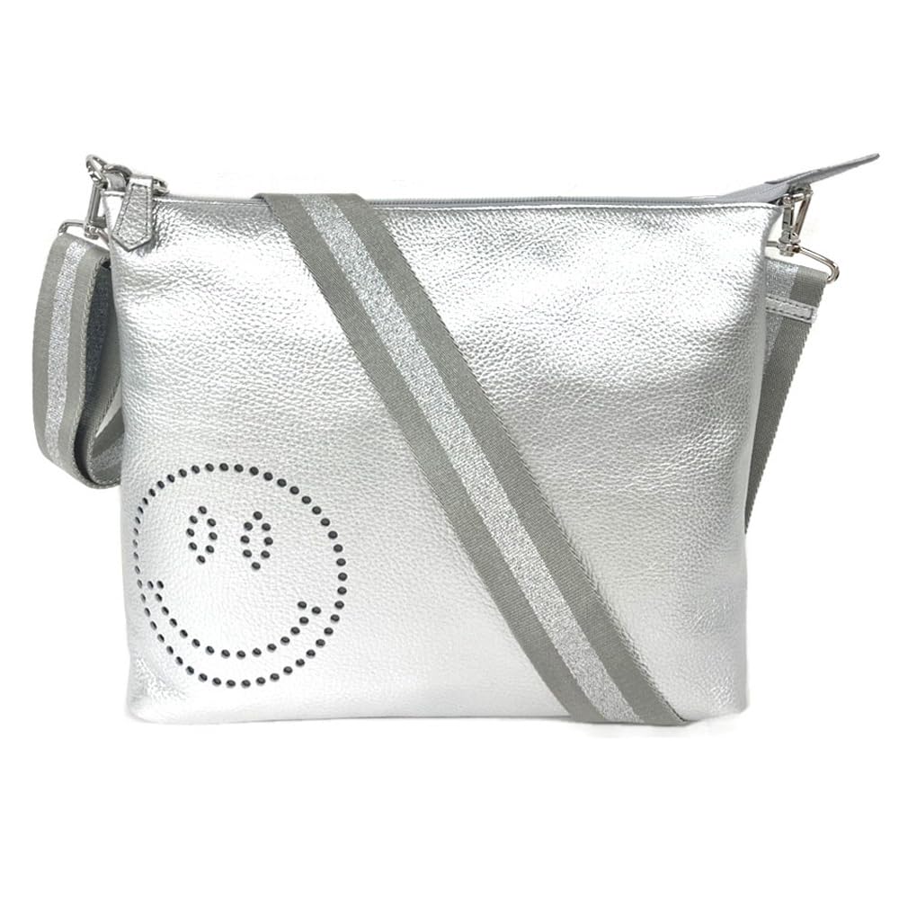 

de Shoulder Bag for Genuine Crossbody Wide Shoulder Large Easy to Use [Salon Alphard] Women, Leather, Bag, Lightweight, B5, Capacity, (Silver) срібний