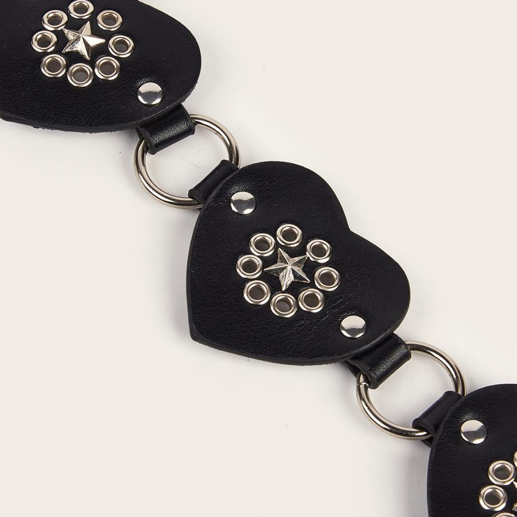 Rivet Studded PU Belt for Women Gothics Waist Belt 2000s Laceup HollowOut Belt for Teens Girl Female Western Cowboy Belt