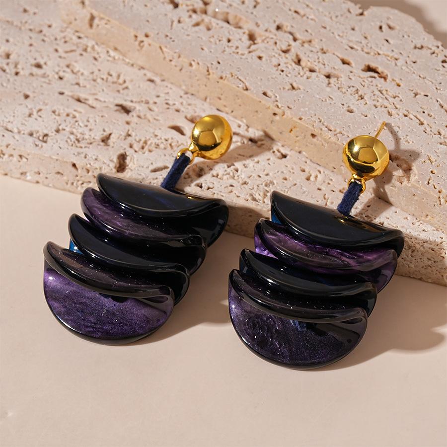 

Halo Irregular Geometric Silver Needle Earrings Niche Temperament High-end Earrings for Women фіолетовий