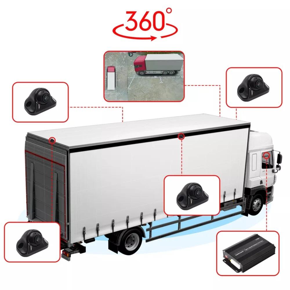 Truck Bus 360 Degree Camera Auto Bird Eye 3D Panoramic View Front Back Side SVM Surround Monitoring Parking Reverse 4k Dash Cam