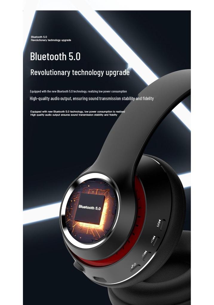 Bluetooth Headband Headset: Wireless Stereo, Noise-Canceling, Card Slot, Universal for Phones & Computers