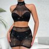 Sexy Lingerie Set with Diamond Embellishments and Sheer Mesh for Adult Intimacy and Role Play