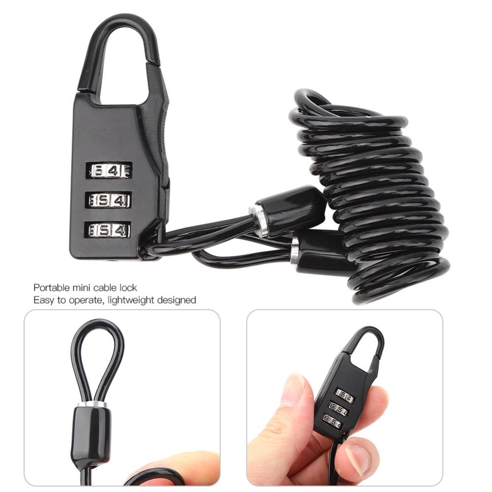 2PCS 3 Digit Bicycle Cable Lock Mini Motorcycle Helmet Lock Durable Bike Password Lock  Bicycles
