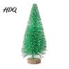 Small Christmas Tree Mini Bottle Brush Tree Artificial Miniature Tiny Sisal with Living Room Decor Wooden Base Winter Snow Frost Tabletop