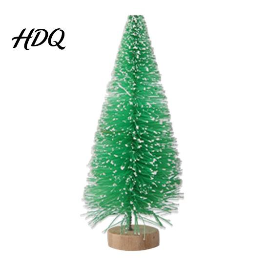 Small Christmas Tree Mini Bottle Brush Tree Artificial Miniature Tiny Sisal with Living Room Decor Wooden Base Winter Snow Frost Tabletop