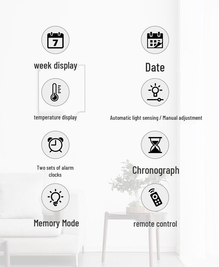 Large Electronic Wall Clock with Countdown & Multiple Alarms, Model 5526