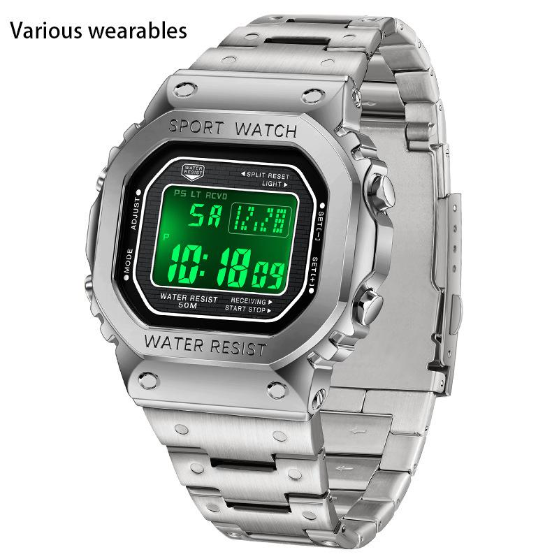 

Мужские часы-будильник многофункциональные спортивные часы квадратные модные ручные подъемные легкие водонепроницаемые электронные часы