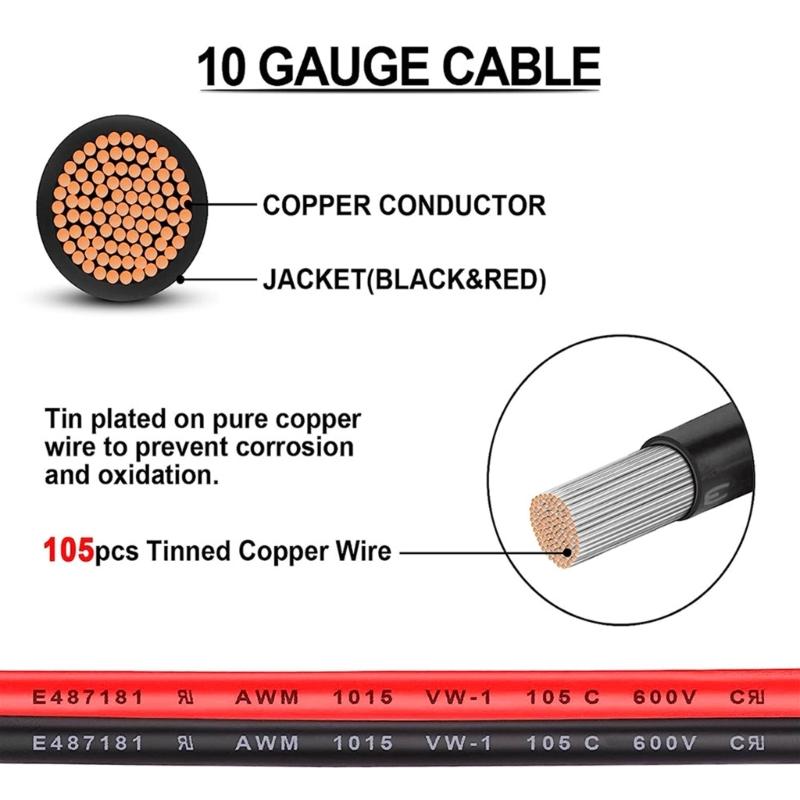 Suport pentru siguranțe dublu pozitiv/negativ stil ATC 10AWG fir cu terminale inelare și conectori 45A pentru vehicule 2ft/60cm