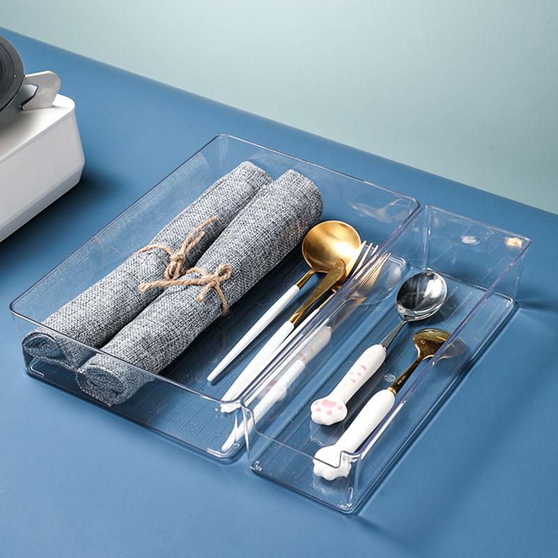 Transparent Acrylic Utensil Organizer - Chopstick, Spoon, Fork, Spatula Holder for Kitchen Drawer.