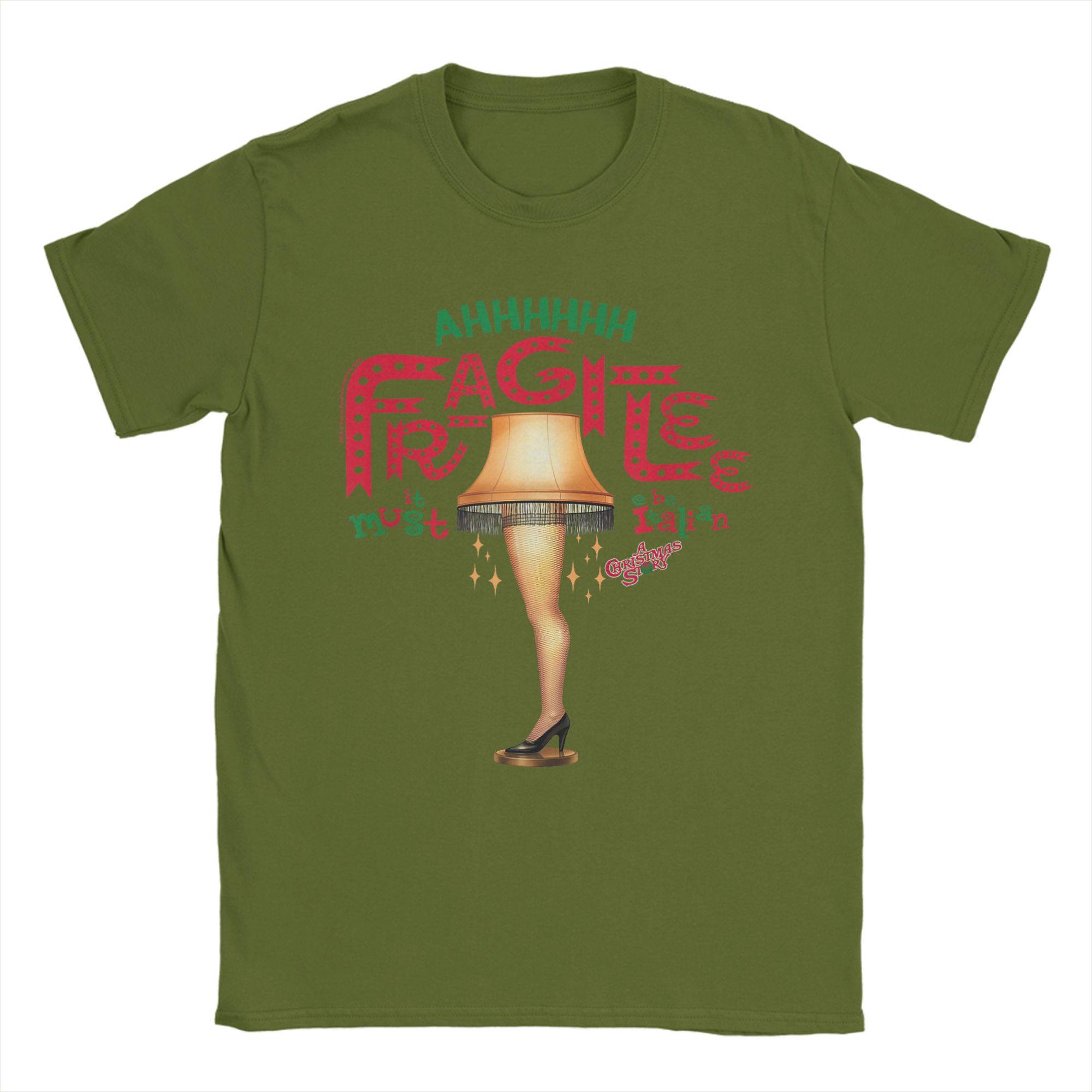 

A Christmas Story Ahh Fragilee Leg Lamp Funny Holiday T Shirts for Men 100% Cotton T-Shirt O Neck Tee Shirt Short Sleeve Tops 4XL