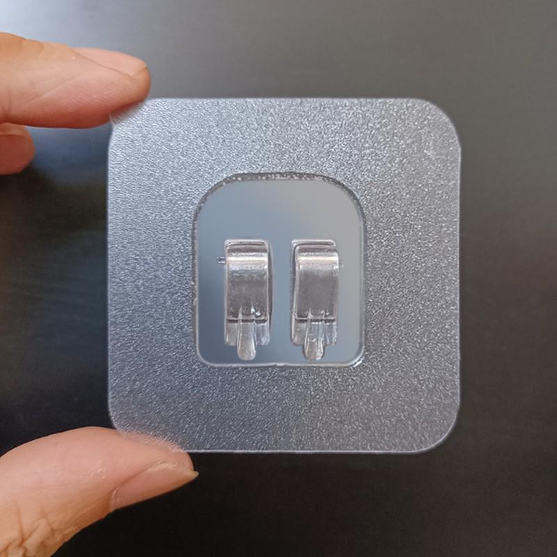 Transparent Traceless Adhesive Hooks: Strong, Punch-Free for Bathroom, Kitchen, Clothes, Hats, Door-Back Use.