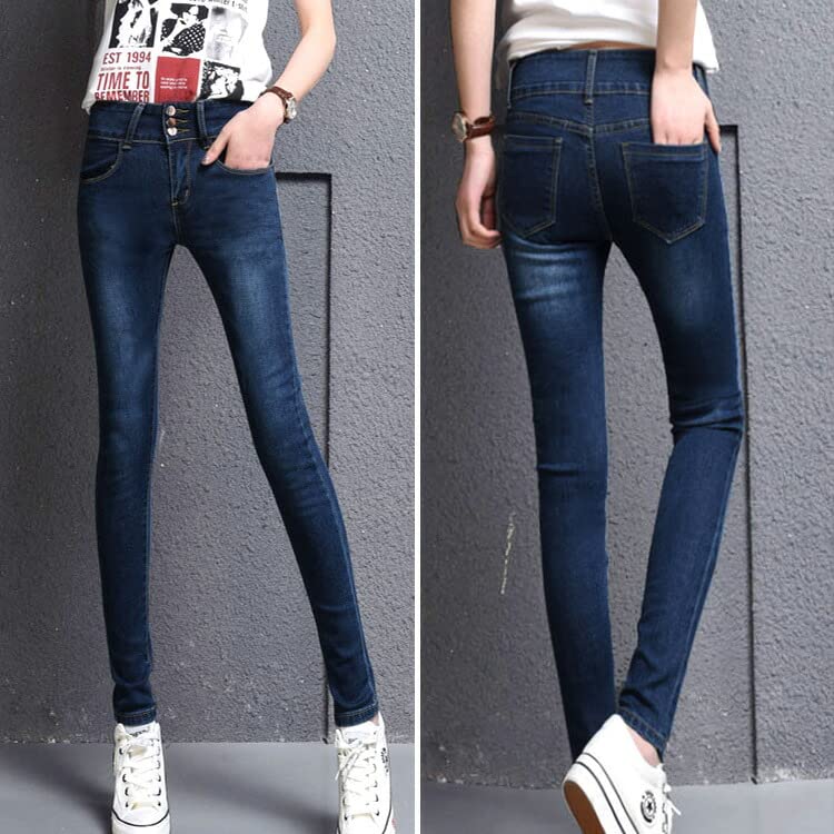 TeddyShop Skinny Denim Stretch Denim Long High P115 XS Women's Pants, Jeans, Length, Waist, Washed, (Indigo, (Size 25))