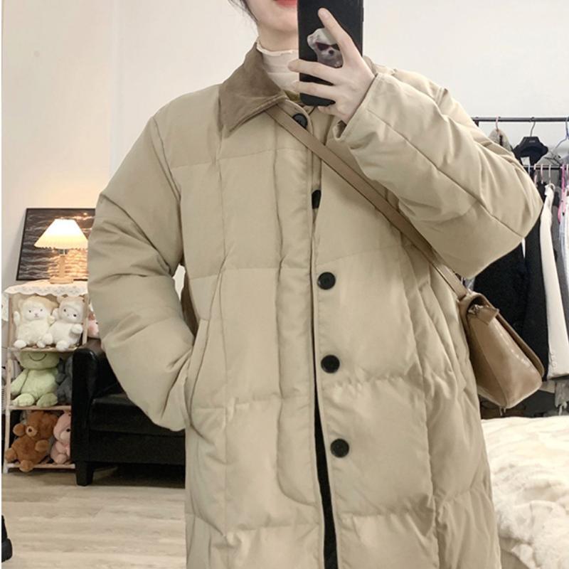 Women s winter knee medium and long thickened down cotton clothes 2025 loose thickened warm cotton clothes fashion coat trend S