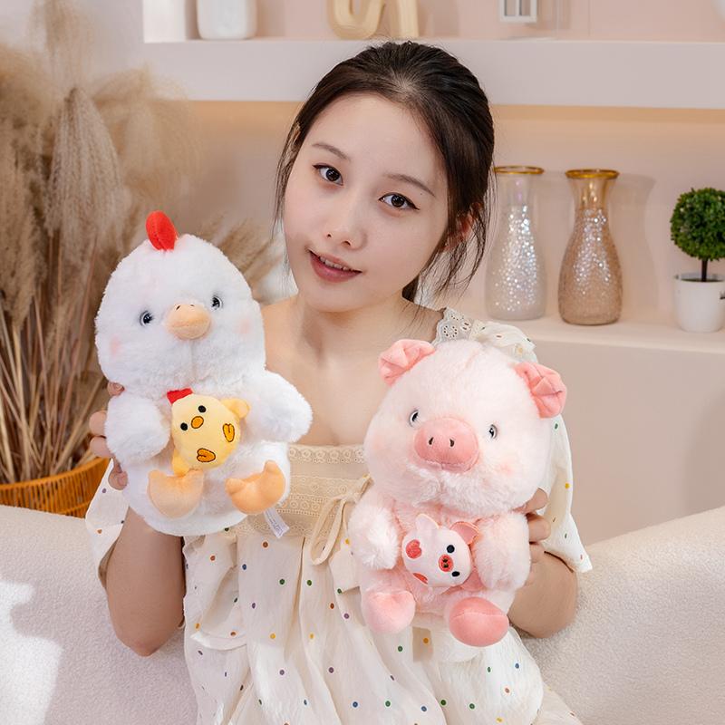 25/35/45cm Embrace Dog Pig Chicken Plush Stuffed Animal Anxiety Stress Relief Home Decor Throw Pillow Ultra Charming Kids Gift
