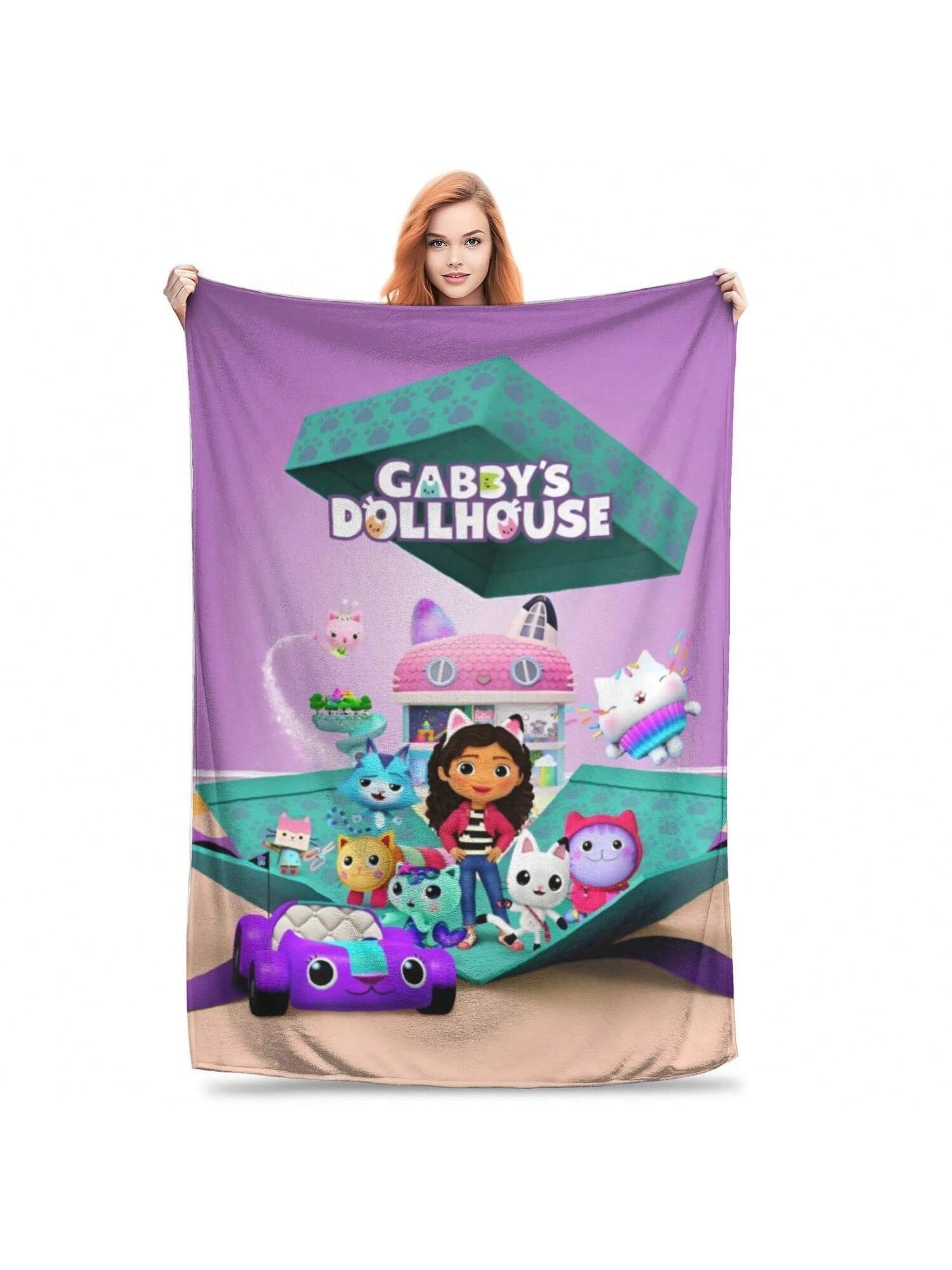 G-Gabbys Dollhouse Cartoon Stuff Blankets Lightweight Thin   Throw Blankets Relax Bedspread 75X95CM