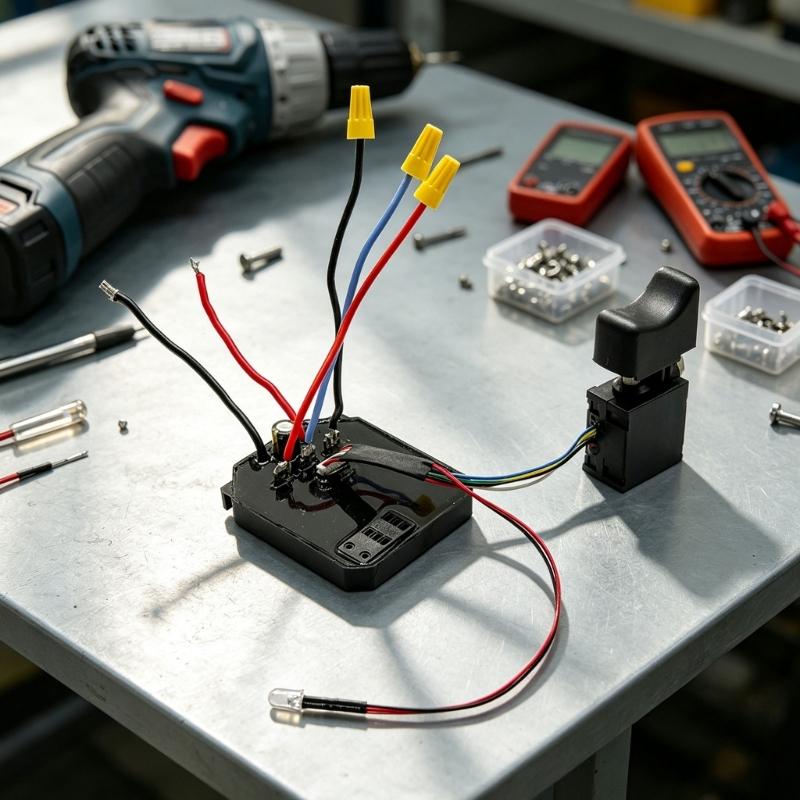 Steuerplatinen-Baugruppe für 21V Bohrmaschine Reparaturdienst, Teil mit Anschlusskabel mit Drucksteuerung und Licht für täglichen Wartungsgebrauch