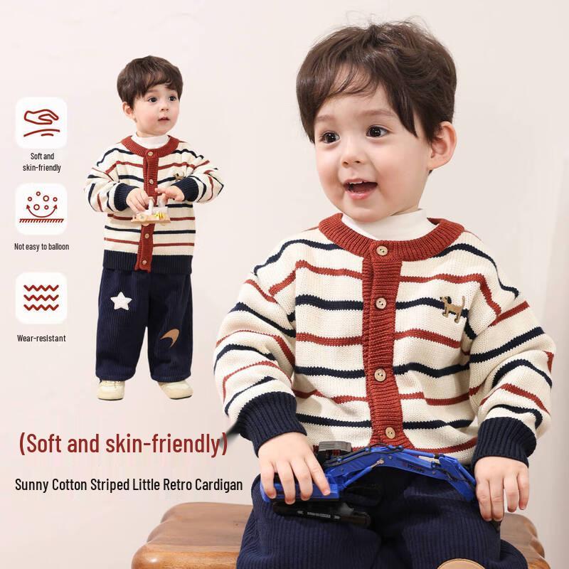 LUSON Baby Boys  Striped Cardigan Sweater 120