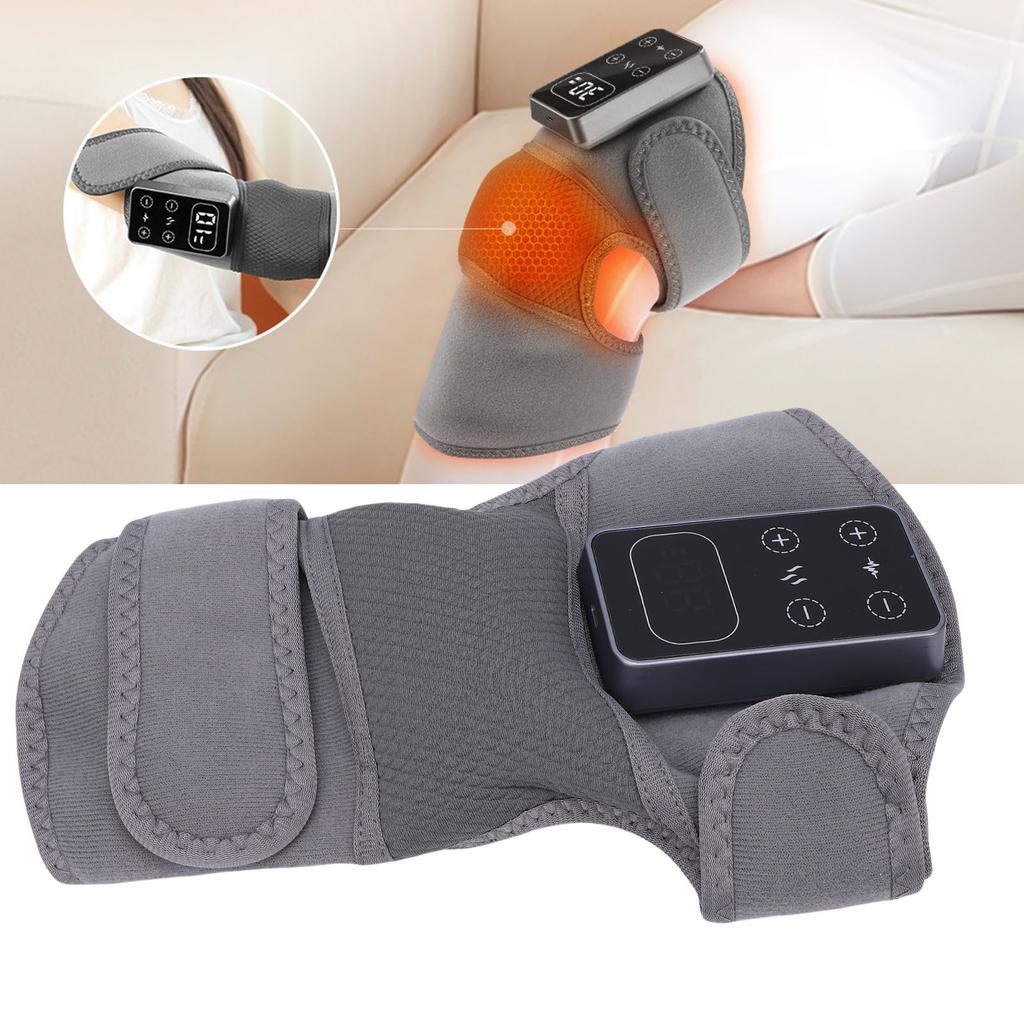 Cordless Knee Massager with Heat Re able Smart Heated Knee Wrap with 5 Temperature Settings 3 Vibration Modes for Elbow Gray