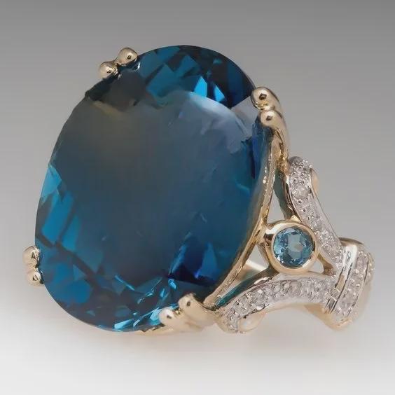 European & American Two-Tone Electroplated Goose Egg Zircon Engagement Ring