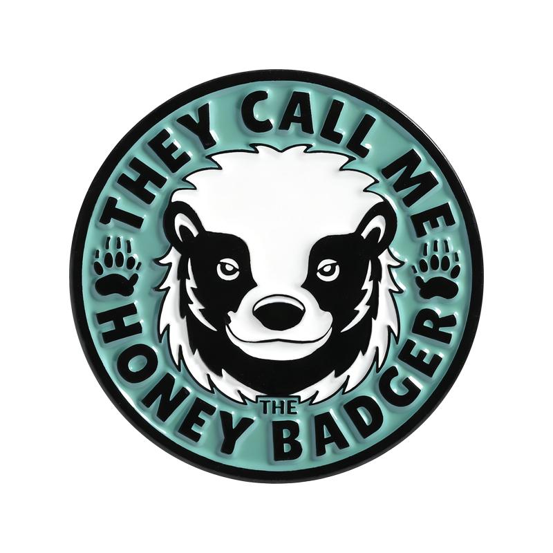 Honey Badger Don't Care Enamel Pins Fun Animal Memes Brooches Lapel Badges Cartoon Round Jewelry Gift for Friends