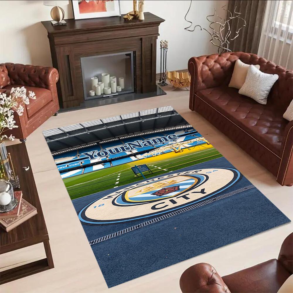 Manchester City Personalized Name Carpet Suitable for Balcony Game Room Outdoor Kitchen Antislip Carpet Decorate Offices